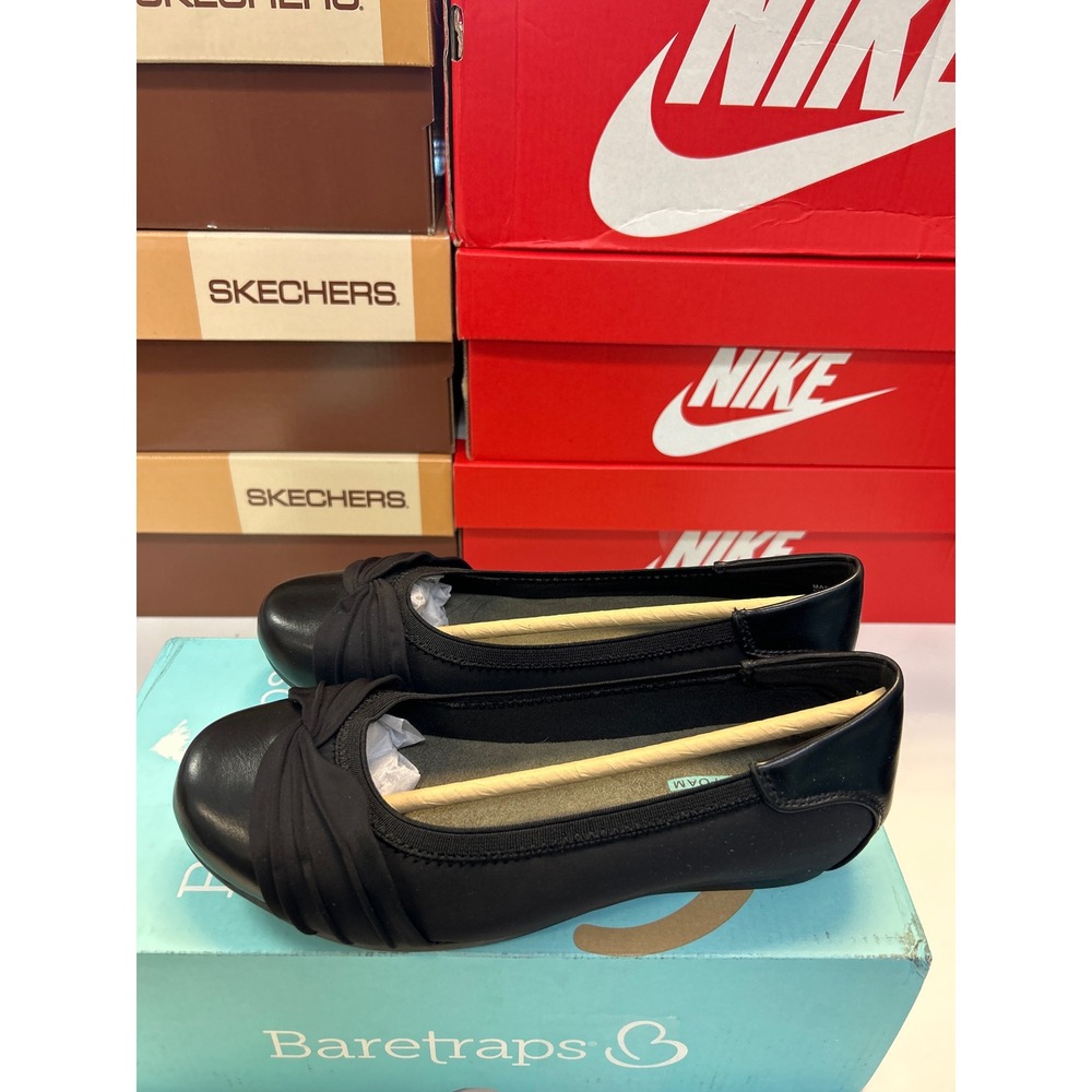 1177 Baretraps Marcie Ballet Flats Womens 6W Black Knotted Memory Foam Comfort